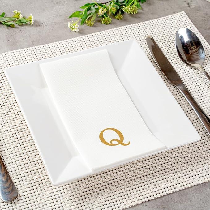 Luxenap 15.8 X 7.9 Inch Linen-Feel Guest Towels, 50 Lettered Hand Towels