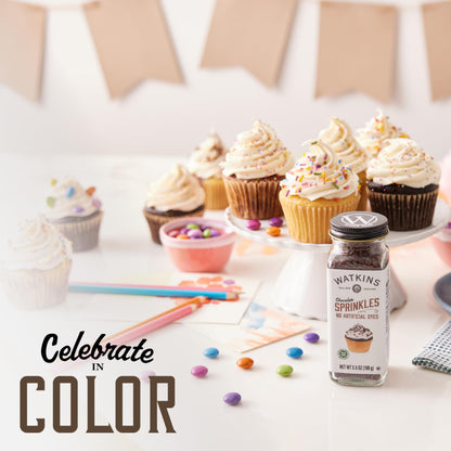 Watkins Chocolate Decorating Sprinkles, No Artificial Dyes, Kosher, 3.5 Ounce, 1-Pack