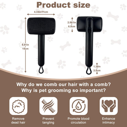 Self Cleaning Deshedding Cat Brush for Dogs & Cats,Adjustable Cat Brushes for Indoor Cats, Easy to Clean Grooming Tool for Long & Short Haired Pets