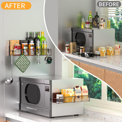 Magnetic Spice Rack for Refrigerator, 6 Pack 100% Metal Strong Magnet Shelf, Space Saving Spice Organizer, Home Kitchen Laundry Room Storage Organization W/ Paper Towel Holder, Utensils Racks (Grey)