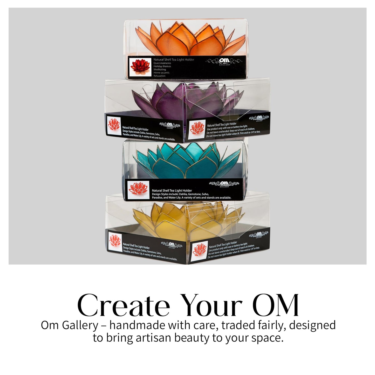 OM Gallery Gemstone Lotus Tealight Holder - Handcrafted Capiz Shell Design for Soft Glow, Elegant Home & Table Decor, Wedding Centerpieces, Votive Candle Styling, and Thoughtful Gifting - Turquoise