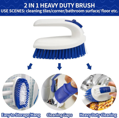 CELOX Kitchen Scrub Brush Set with Ergonomic Handle, Deep Cleaning Brushes, Include Dish Brush (Blue White)