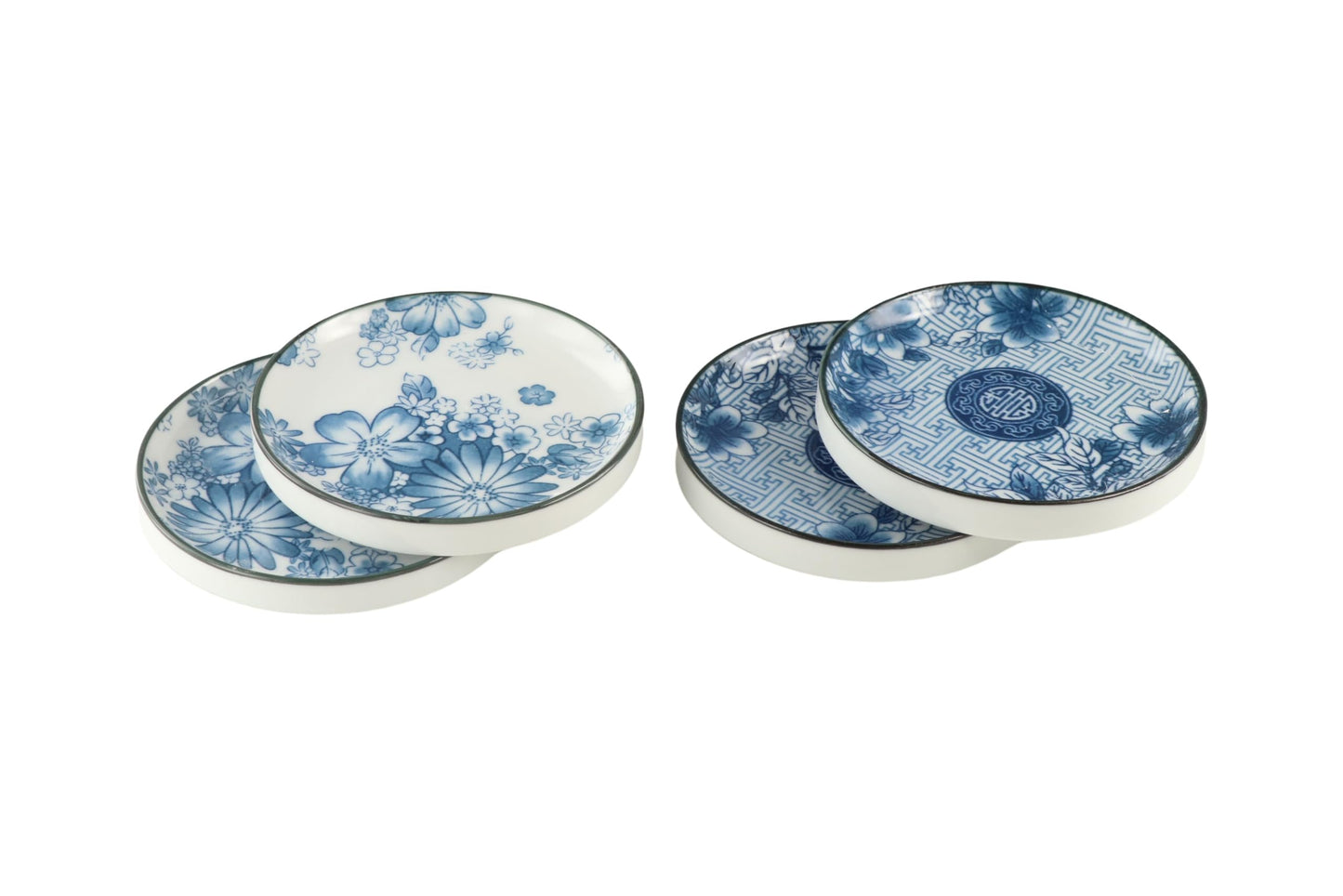zaoalife 4pcs Japanese Porcelain Side Dish Ceramic Side Dishes Bowl Ceramic Appetizer Plates Seasoning Dishes Dipping Bowls for Seasoning, Sushi, Appetizer, Vinegar, Ketchup, BBQ