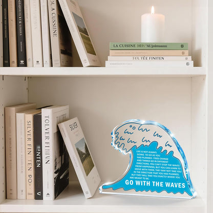 Inspirational Gifts for Women Men,Easter Basket Stuffers Coworker Leaving Retirement Farewell New Job Graduation Gifts for Her Him,Anxiety Relief Item Acrylic Office Desk Decor Ocean Wave Plaque Sign