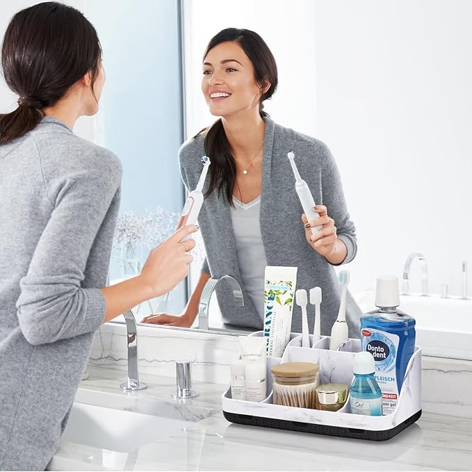 Marble Bathroom Countertop Organizer