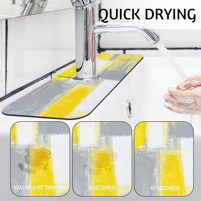 MCALK Yellow Kitchen Sink Faucet Mat Splash Guard, Absorbent Quick-Dry Kitchen