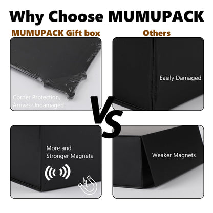 MUMUPACK 4 Pack Black Gift Boxes With Lids,12x8x4.5 Inch Bridesmaid Proposal Box And Printable Stickers,Proposal Boxes With Ribbon For Wedding, Packaging, Present, Birthday