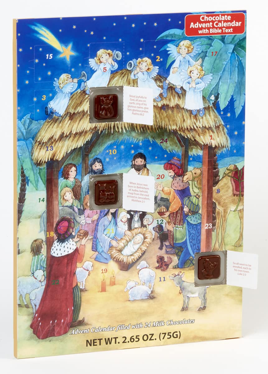 Nativity Chocolate Advent Calendar by Vermont Christmas Company - Delicious Milk Chocolate - Nativity Story - Celebrate the True Meaning of Christmas