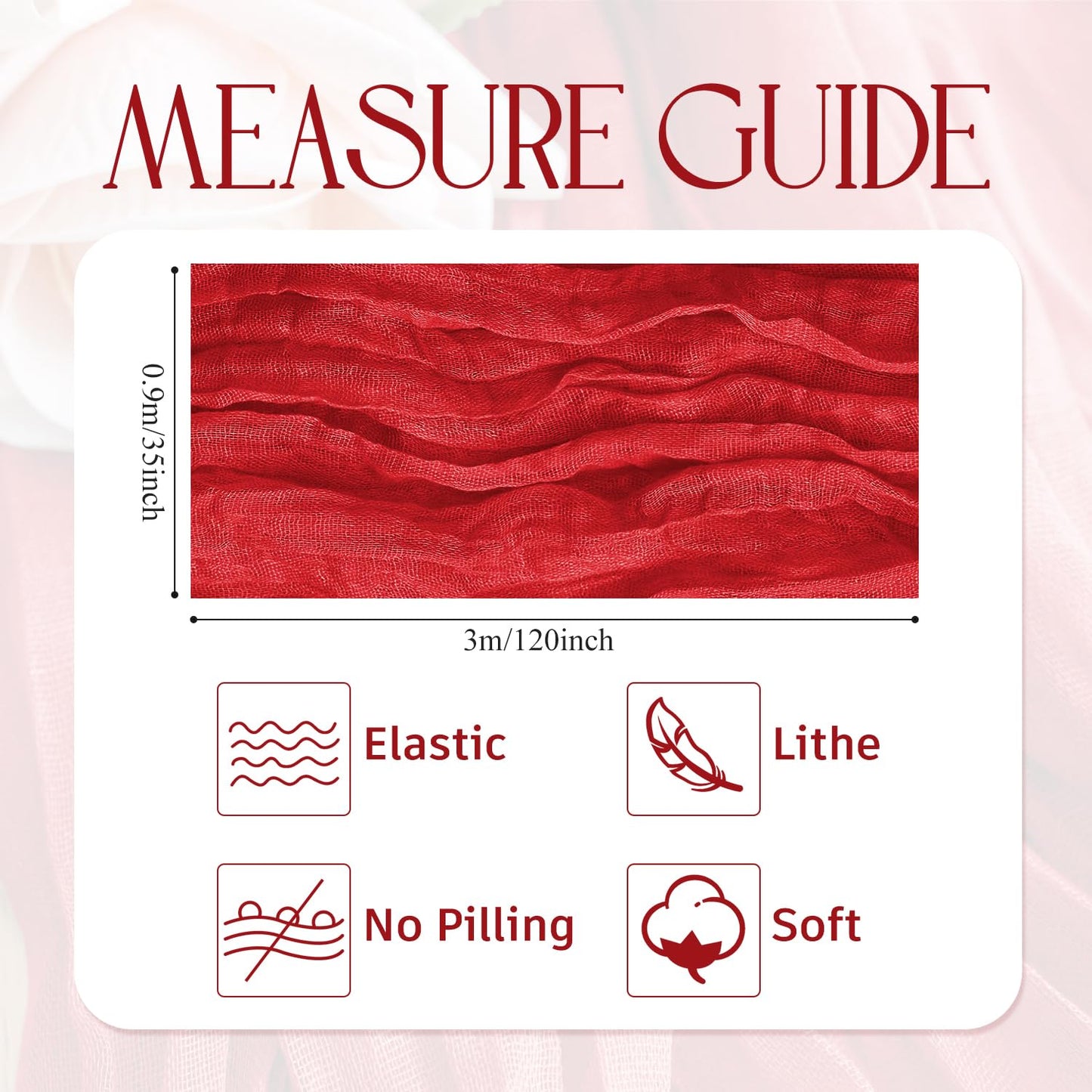 Wokceer Cheesecloth Table Runner Christmas 10FT Red Boho Gauze Fall Cheese Cloth Table Runner for Party Long Rustic Sheer Table Runners for Baby Bridal Shower Wedding Easter Table