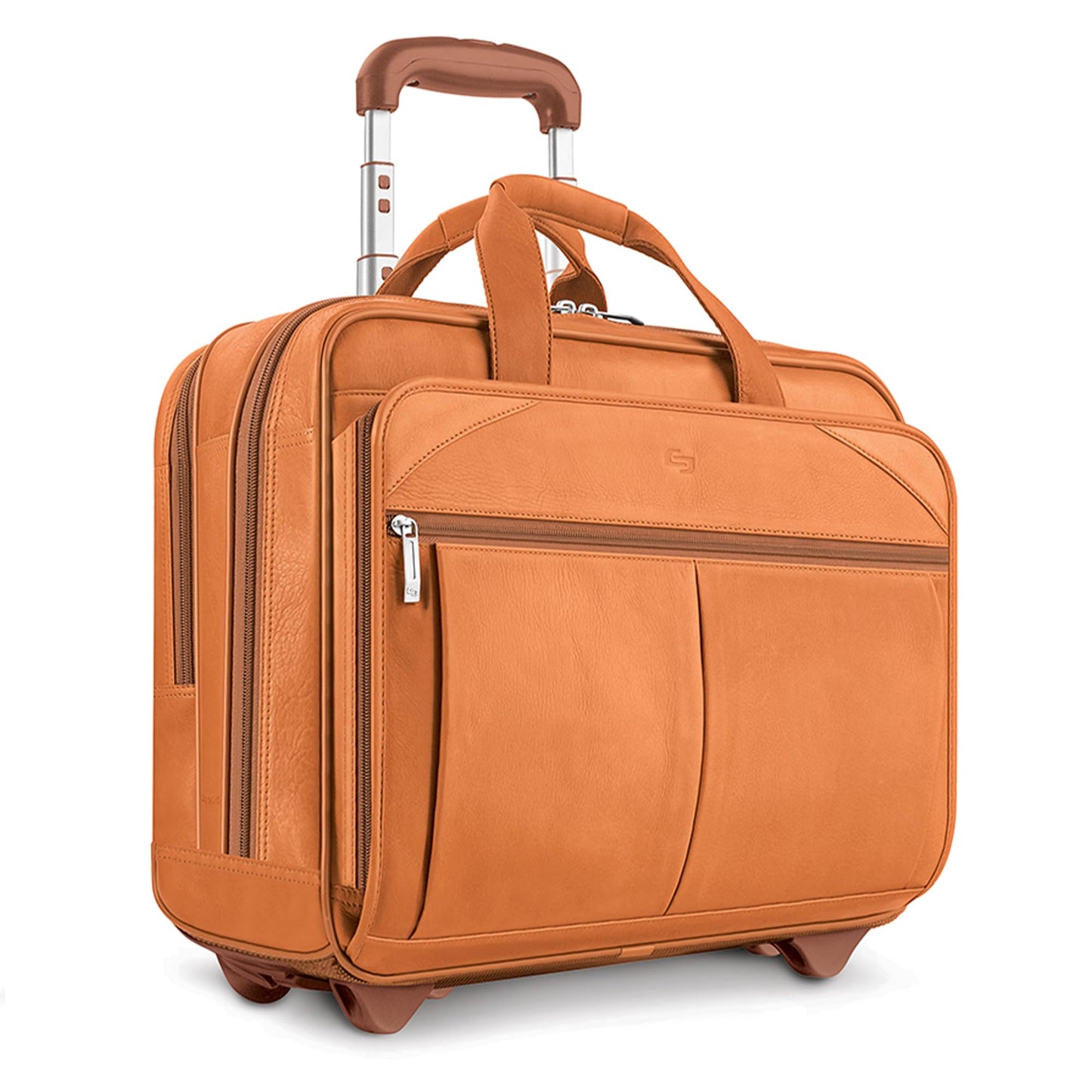 Solo Walker 15.6 Inch Laptop Bag, One Size, Walker Laptop Bag with Wheels, Leather, Skin-Coloured, Standard Size, Walker Leather Laptop Bag