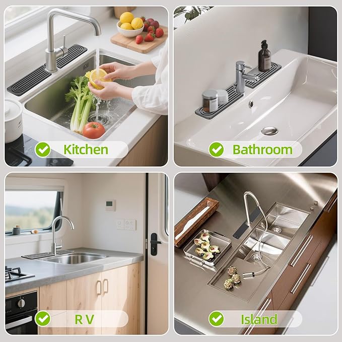 Stone Faucet Mat for Kitchen Sink, Diatomite Quick Dry Kitchen Sink Splash Guard