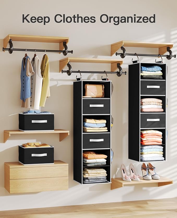 Pipishell Hanging Closet Organizer 6-Shelf, Hanging Shelves