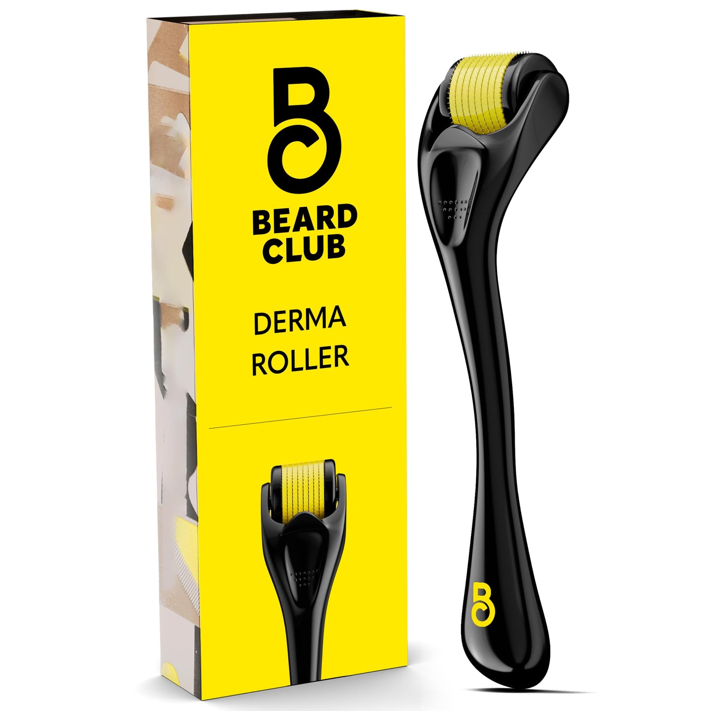 The Beard Club Derma Roller for Face, Body and Scalp - Microneedling for Men and Women with 540 Titanium Microneedles - Beard Roller & Micro Needling Scalp Hair - Black
