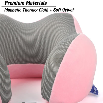Travel Pillow,Travel Neck Pillows for Sleeping,100% Pure Memory Foam Soft Comfort & Support Pillow for Airplane/Car/Office&Home Rest Use-Pink