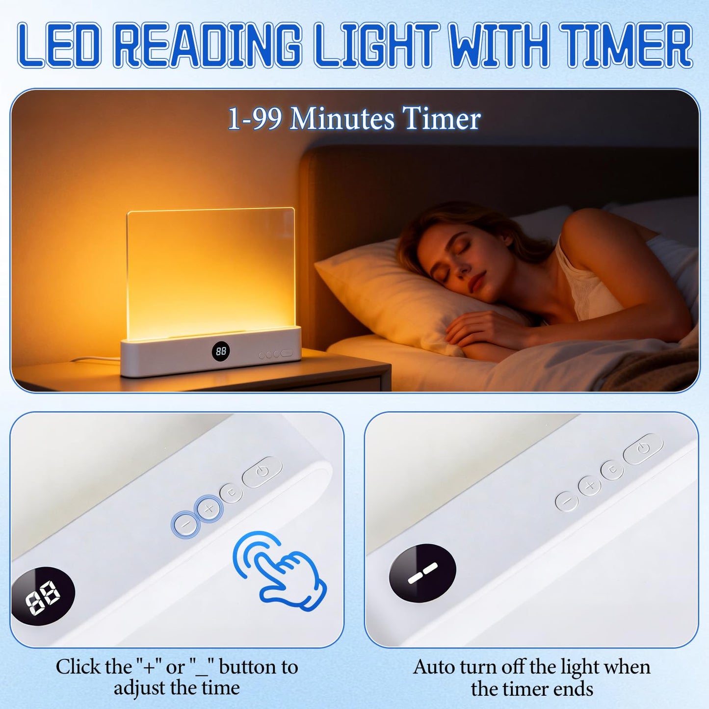 Book Light, Rechargeable Clear LED Flat Reading Light with 3 Colors & Timer, Dimmable Panel Plate Lamp Book Full Page Light for Reading in Bed at Night, for Women Readers Kids Book Lovers (Pink)