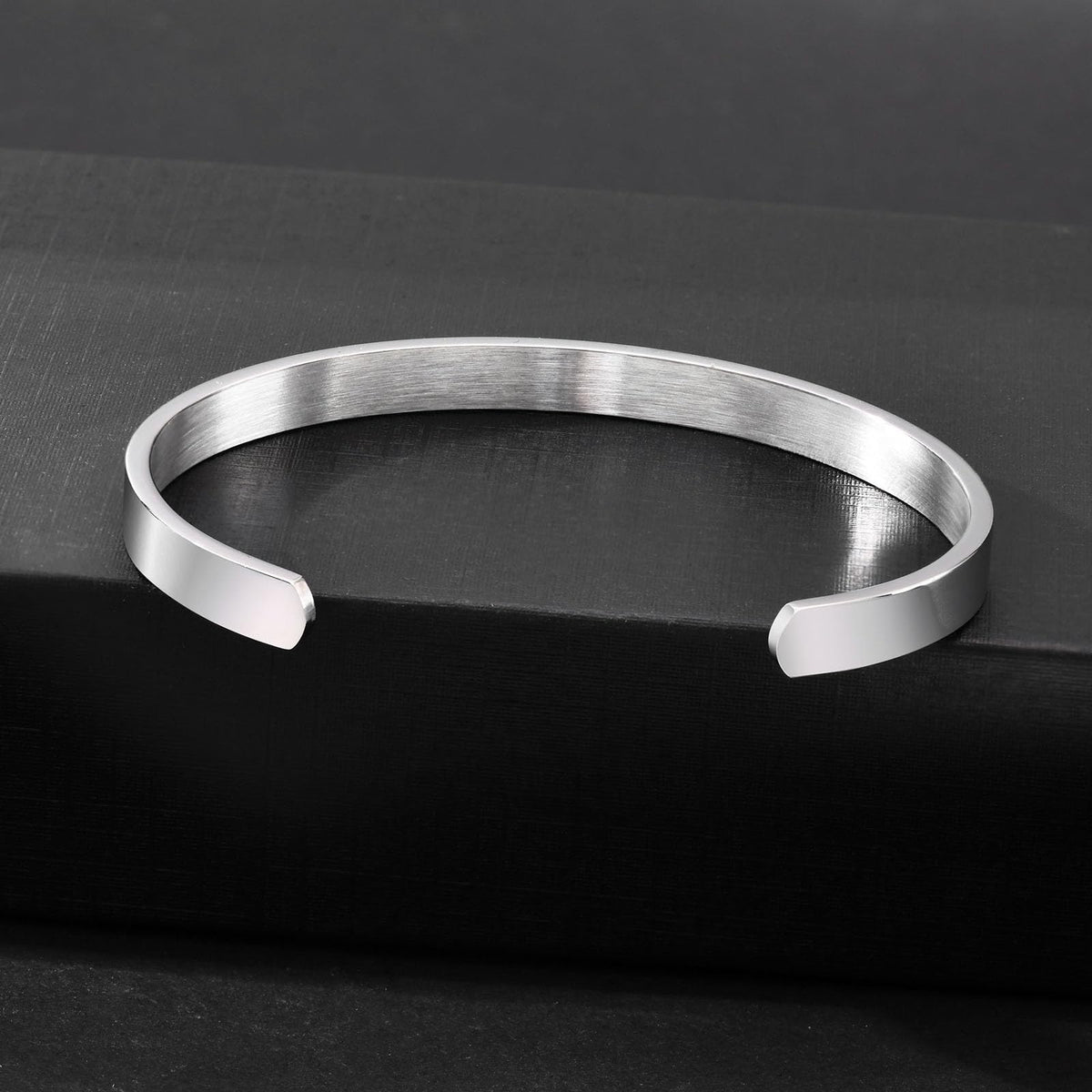 MEALGUET Stainless Steel Mens Cuff Bracelet : Minimal Cool Silver Open Metal Cuff Bangle Bracelets for Men,65mm,Mens Bracelet Jewelry