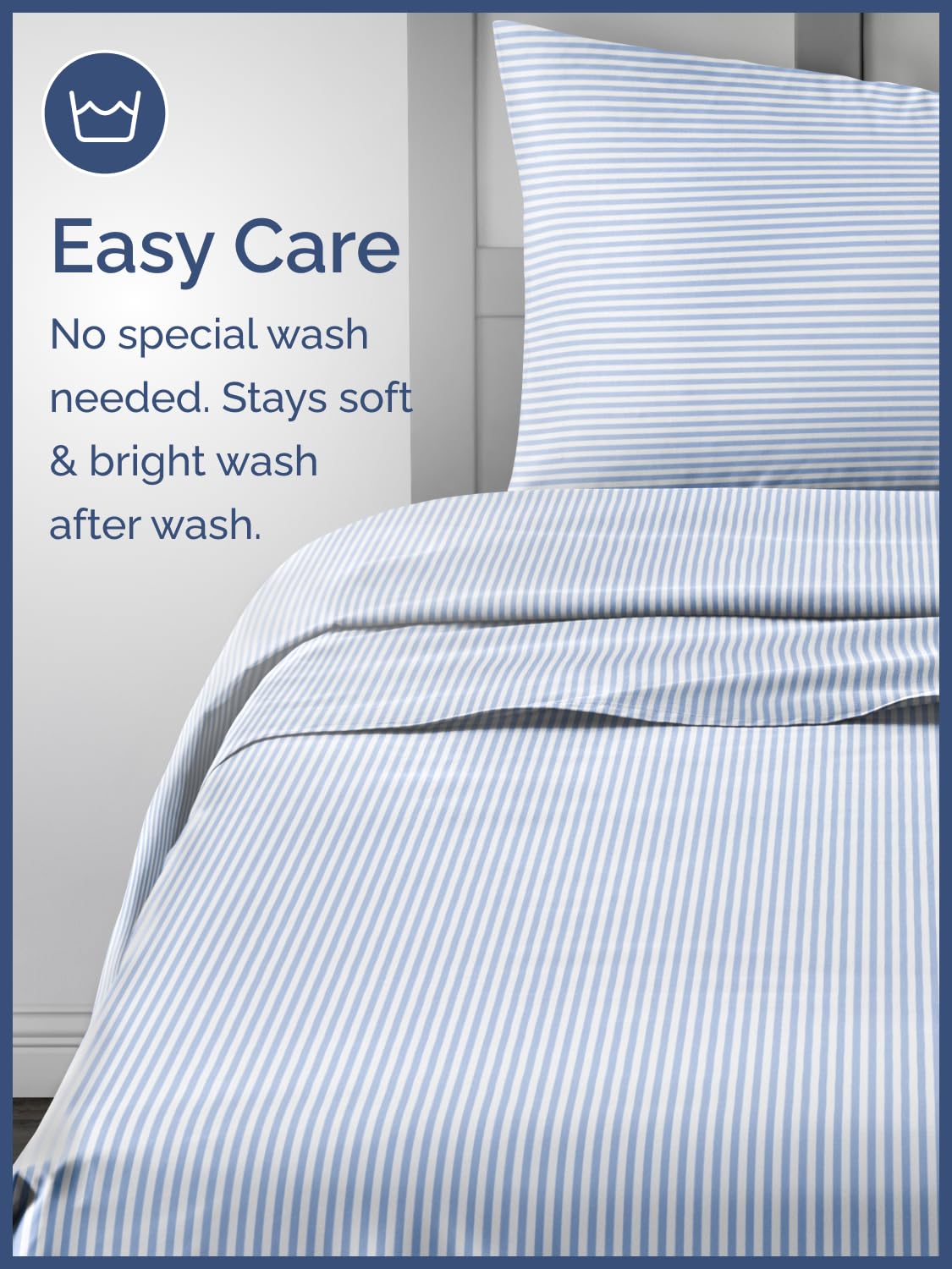 Kids Full Size Bed Sheet Set - 4 Piece Kids Loft Bed Sheets - Blue Striped Nautical Themed Bedding - Soft, Cute and Cozy - Breathable & Machine Washable - Sky Bed Set for Boys, Girls, Teens & Toddlers