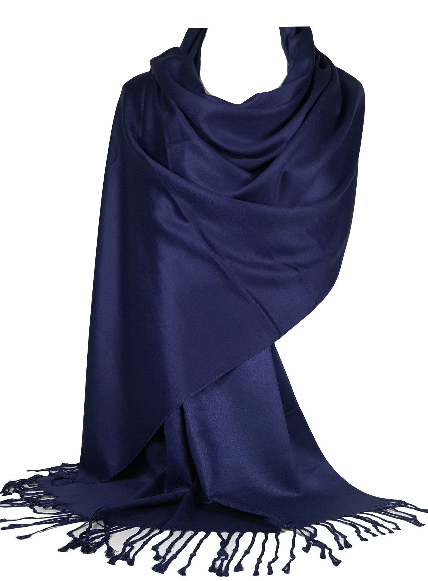 World of Shawls Super Soft Pashmina Shawl Scarf Wrap (Dark Navy Blue)