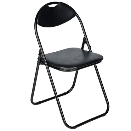 Nyxi Folding Chair Padded Paris Faux Leather Chair Home Office Dining (1 X Chair, Black)