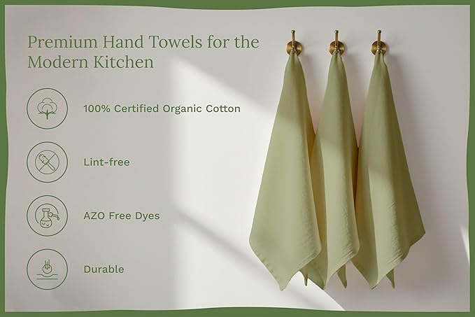 Organic Cotton Sage Flour Sack Kitchen Towels