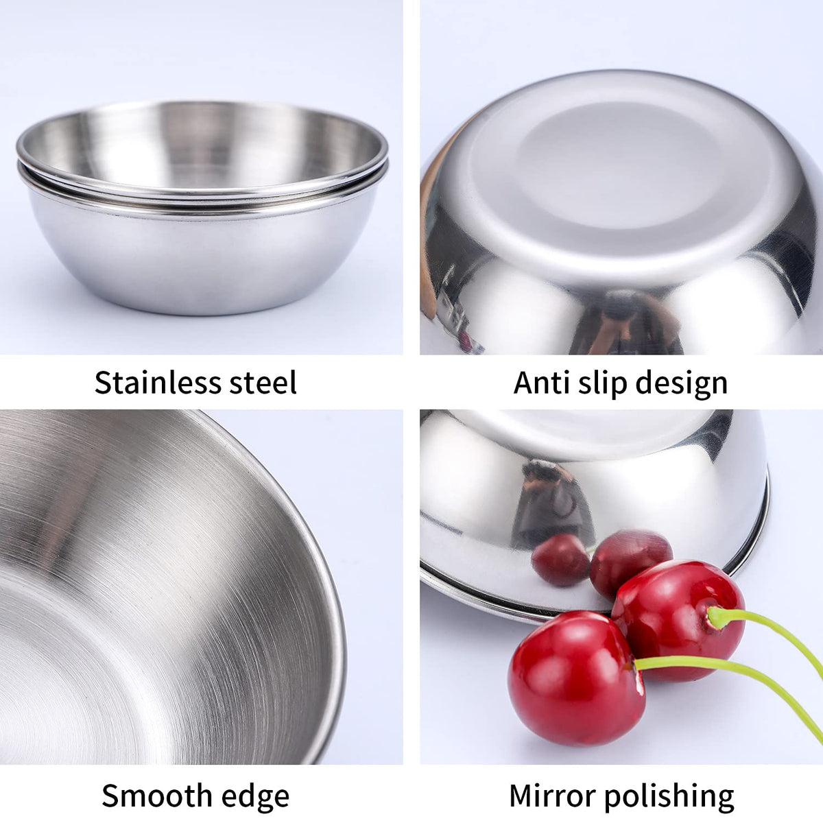Onlycooker Sauce Cup 12 Piece Condiment Cups 3.2 Inch Stainless Steel Sauce Dish Dipping Bowl Small Seasoning Round Side Dish Bowls Plate for Appetizer Pinch Soy Sushi
