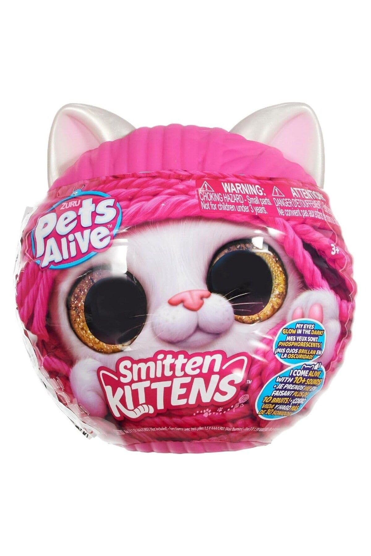 Pets Alive Smitten Kittens Ginger, Surprise Kitten Plush, Ultra Soft Plushies, Interactive Toy Pets, Electronic Pet Kitten, Ages 3+ (Ginger)