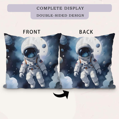 Likjad Space Pillow Covers 18x18 Set of 2, Space Decor for Boys Room, Blue Cosmic Planets Astronaut Decorative Throw Pillow Covers for Kids Boys Room Playroom Nursery Decor