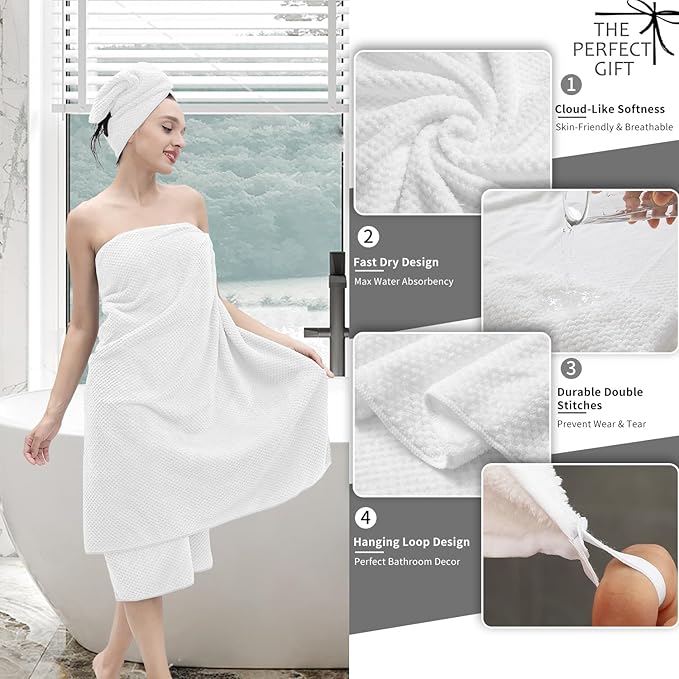Extra Large Bath Towel Set of 4, Oversized Bath Sheet Super Soft Highly