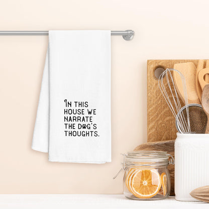 WFSM Dog Gifts Kitchen Towels - in This House We Narrate The Dogs Thoughts, Dog Decor Kitchen Towels, Dog Hand Towels, Dog Dish Towels for Kitchen, Gifts for Dog Lovers, 16×24 Inches