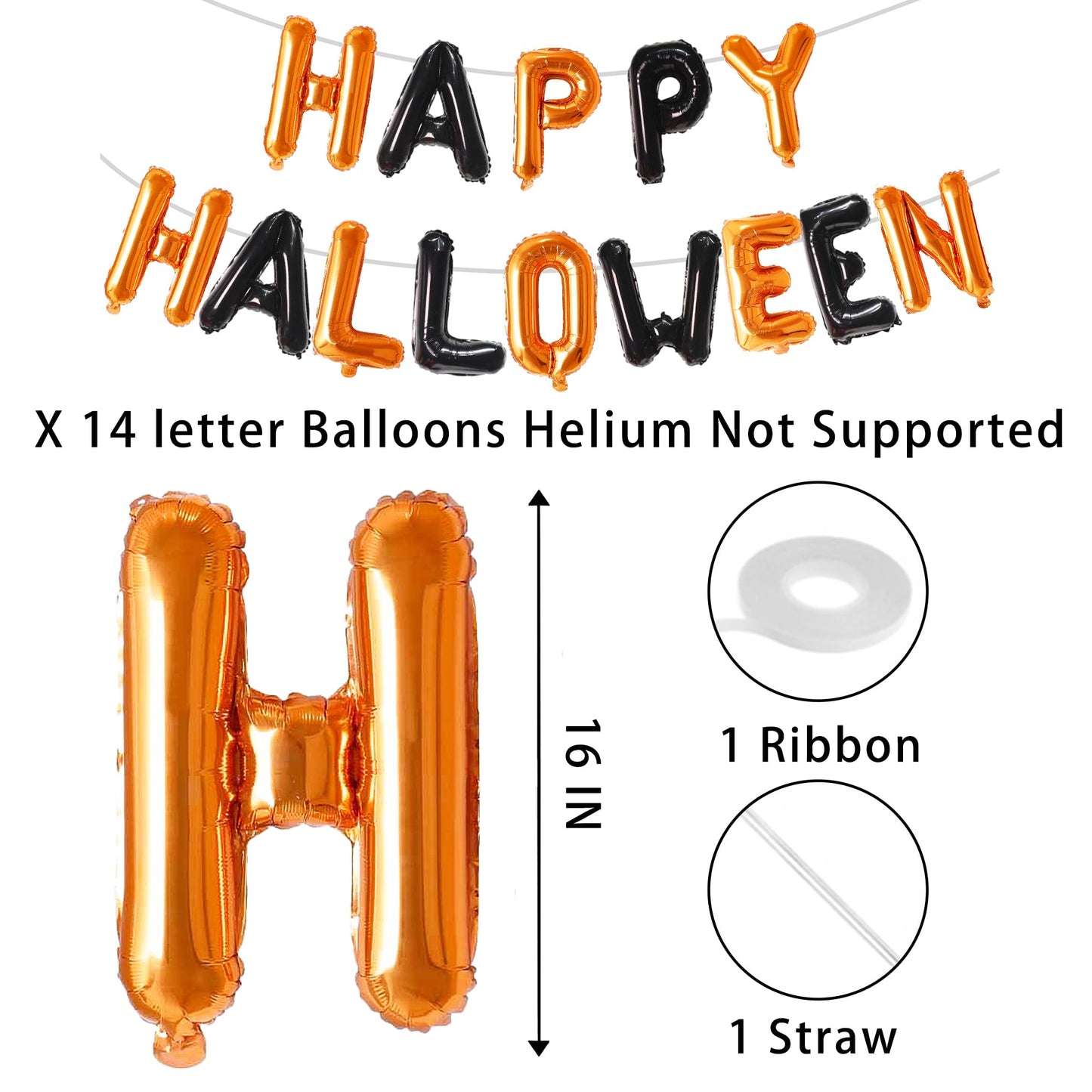 Tellpet Happy Halloween Balloons Banner, Halloween Party Decorations for Home Yard Decor Backdrop Sign, Orange and Black