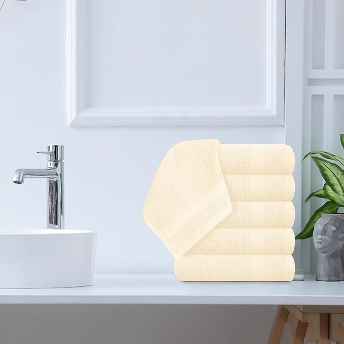 GLAMBURG Ultra Soft 12-Piece Washcloths Set 13x13-100% Ringspun Cotton