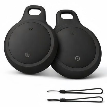Bluetooth Tracker Works with Apple Find My & Android Find Hub – Key Finder for Keys & Pet Collar, No Monthly Fee, Loud Alarm, Replaceable Battery(2 Pack, Black)