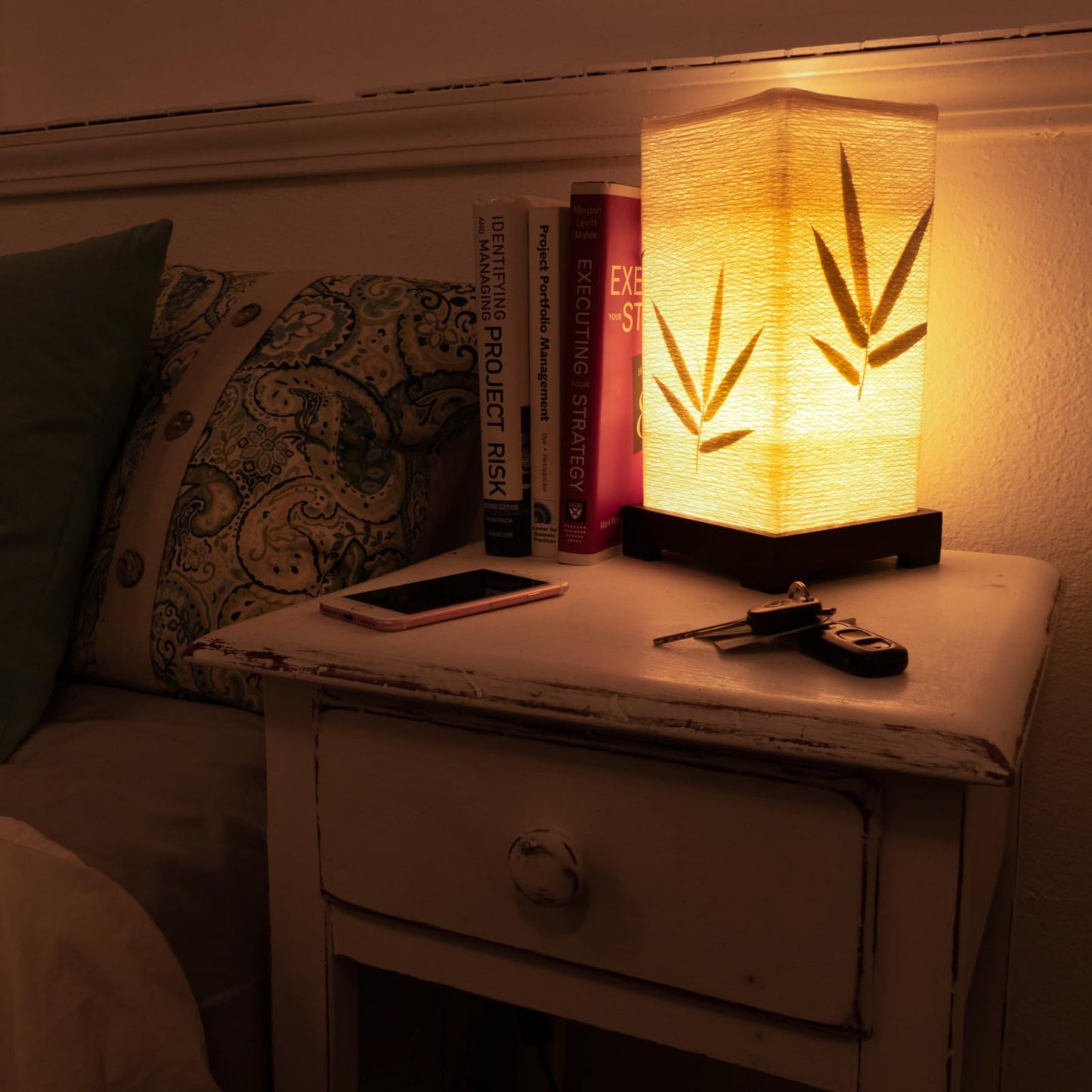 Import Nomad Unbound Japanese Lamp Lantern Asian - Table Lamp Japanese Decor Bamboo Lamp for Nightstand, Dresser, Living Room, Kids Room, Dorm, Office - Instructions + Lightbulb Included