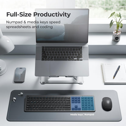 Wireless Keyboard and Mouse Set, iClever Keyboard and Mouse Rechargeable Full Size with Numeric Keypad, Energy Saving 2.4G USB Ultra Slim Silent Wireless Keyboard for Mac OS/Windows/Computer/Laptop
