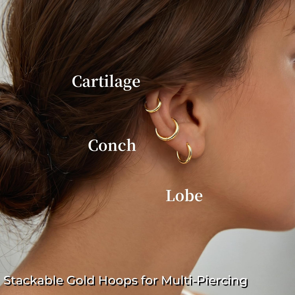 Gokeey Gold Earrings for Women Men, 14k Gold Plated Hypoallergenic Small Hoop Earrings Jewelry, Gold Huggie Hoops Earrings Set Lightweight Cartilage Earrings Gifts 4 Pair