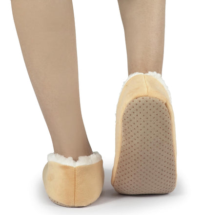 BenSorts Women Slipper Socks with Grippers House Winter Warm Cozy Funny Fuzzy Non Slip Grips Socks Gift Orange Bee Size 7 8 8.5