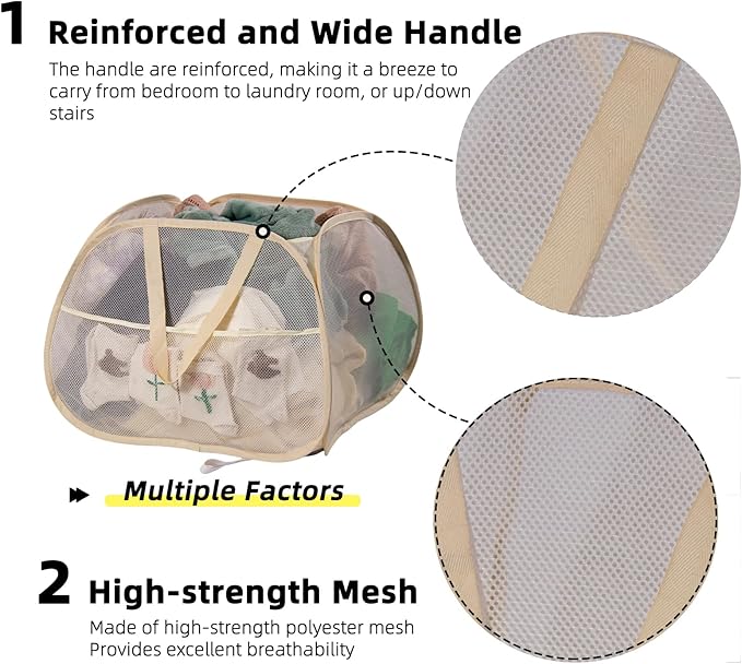 Collapsible Laundry Basket, 90L Foldable Pop-up Laundry Hamper