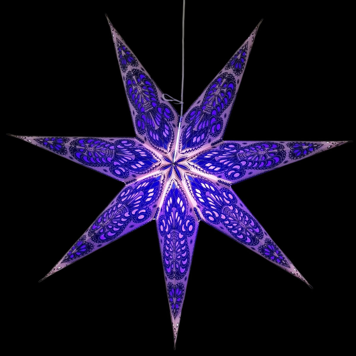 YEPSIO Lantern Lampshade Paper Star Light Shades Large 60cm Hanging Decorations for Christmas Wedding Home Decoration Birthday Party Foldable 7 Pointed Star (Purple)