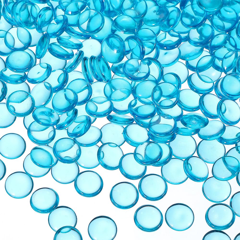 HappyFiller 630 PCS Lake Blue Acrylic Flat Marbles Decorative Gem Stones for Vase Fillers,Beach Theme Wedding Centerpieces,Table Scatters,Party Confetti,Candle Holder,Fish Tank Pebbles Beads
