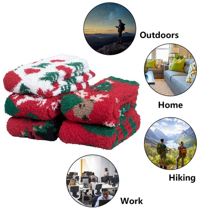 iCamter 5 Pairs Womens Fluffy Fuzzy Socks Cute Warm Winter Slipper Cozy Socks for Women