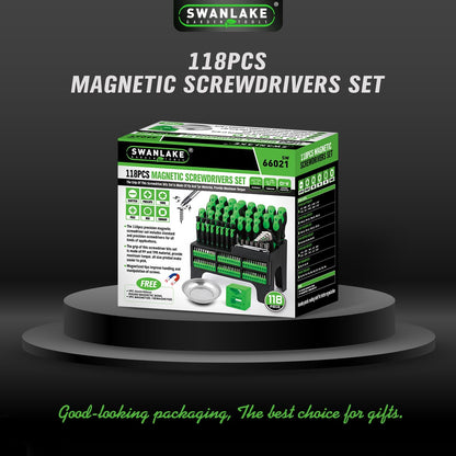 SWANLAKE 117PCS Magnetic Screwdrivers Set with Plastic Ranking,Tools for Men