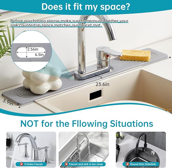 Stone Faucet Mat for Kitchen Sink