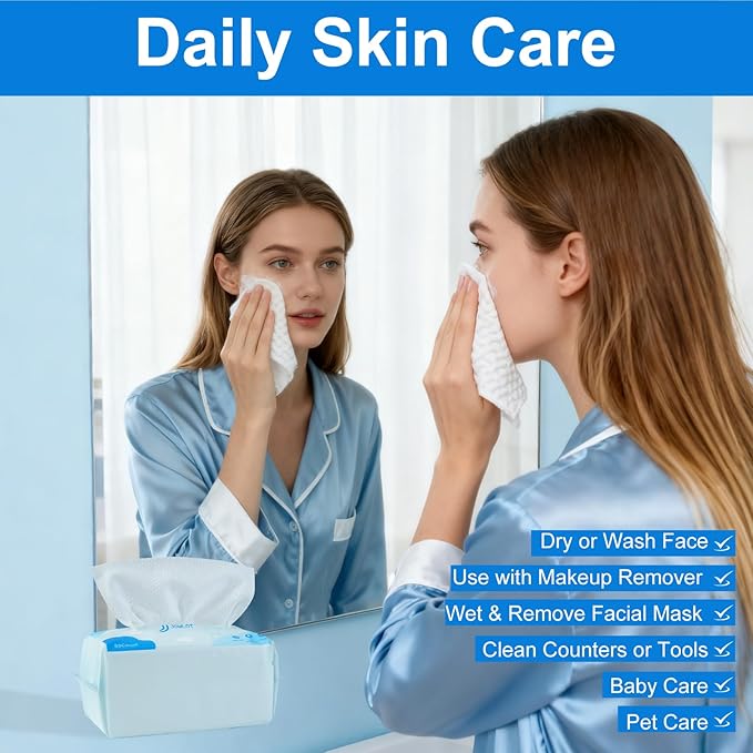 Disposable Face Towels, Dry Wipes Face Tissues Towelettes