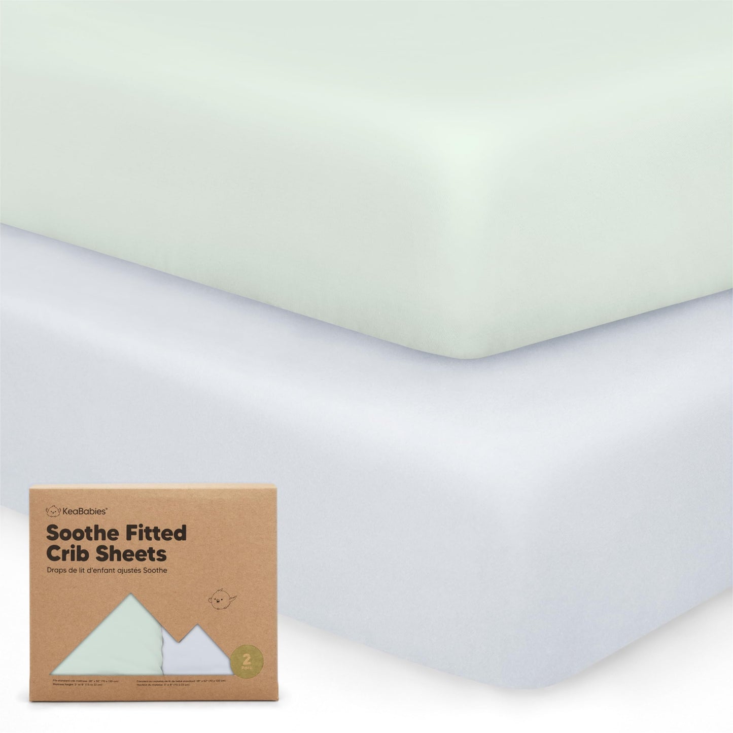 KeaBabies 2-Pack Organic Cotton Crib Sheets for Boys, Girls - 52x28 Fitted Crib Mattress Sheet Neutral, Breathable Cover for Baby Bed Set, Toddler Mattress, Soft & Cute Prints (Cove)