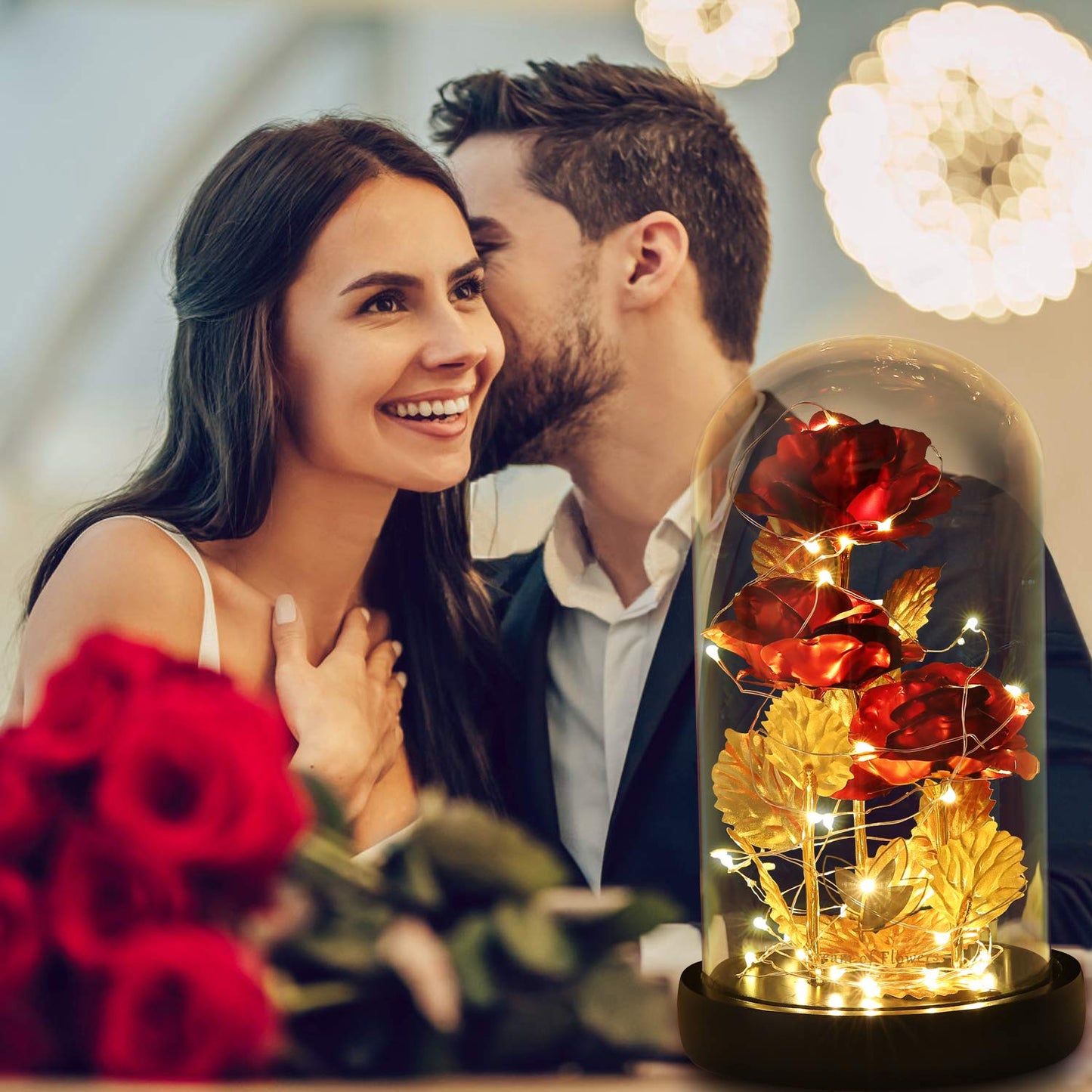 Womens Gift for Christmas Birthday Gift,Christmas Rose Gifts for Women,Galaxy Flower Rose with 2 Light Modes,Colorful Crystal Flower Enchanted Rose in Glass Dome,Xmas Gifts for Mom Wife Girlfriend
