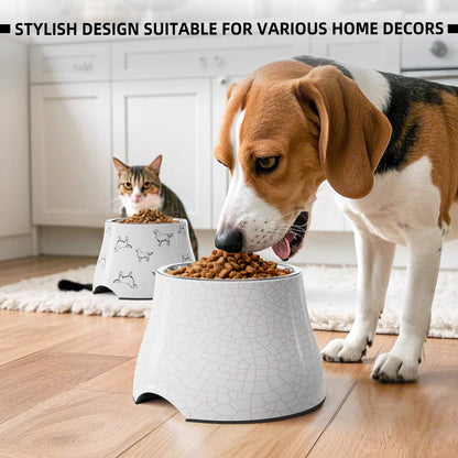 Elevated Dog Bowls with Stainless Steel Bowl, Prevention of Vertebrae Disease Dog Food Bowl, Non-Slip and High Capacity Pet Bowls Crackle Design M/2 Cup