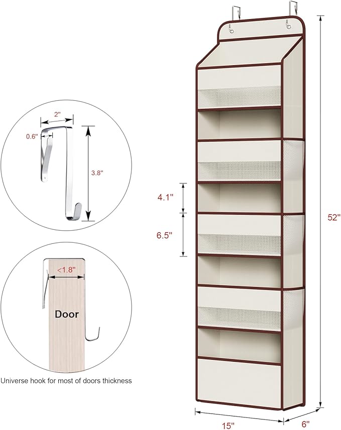 Univivi 1 Pack Over The Door Organizer, Non-Tilting Over The Door Organizer
