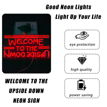 Welcome To The Upside Down Neon Sign Dimmable Neon Lights for Wall Décor USB Powered LED sign for Bedroom Game Room Man Cave Great Gift for Birthday christmas etc;(16.4 * 8.3 inches)