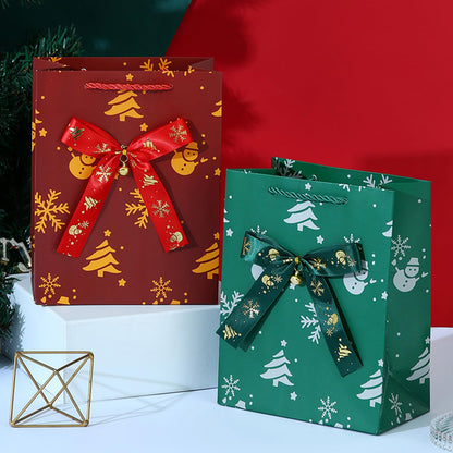 JMANNI Christmas Gift Bags, Christmas Bags with Tissue Paper, 2 Styles christmas bags for gifts, Small Gift Bags With Christmas bells, Xmas Paper Bags, Gifts Wrapping, Party Favors Holiday Gift Bags