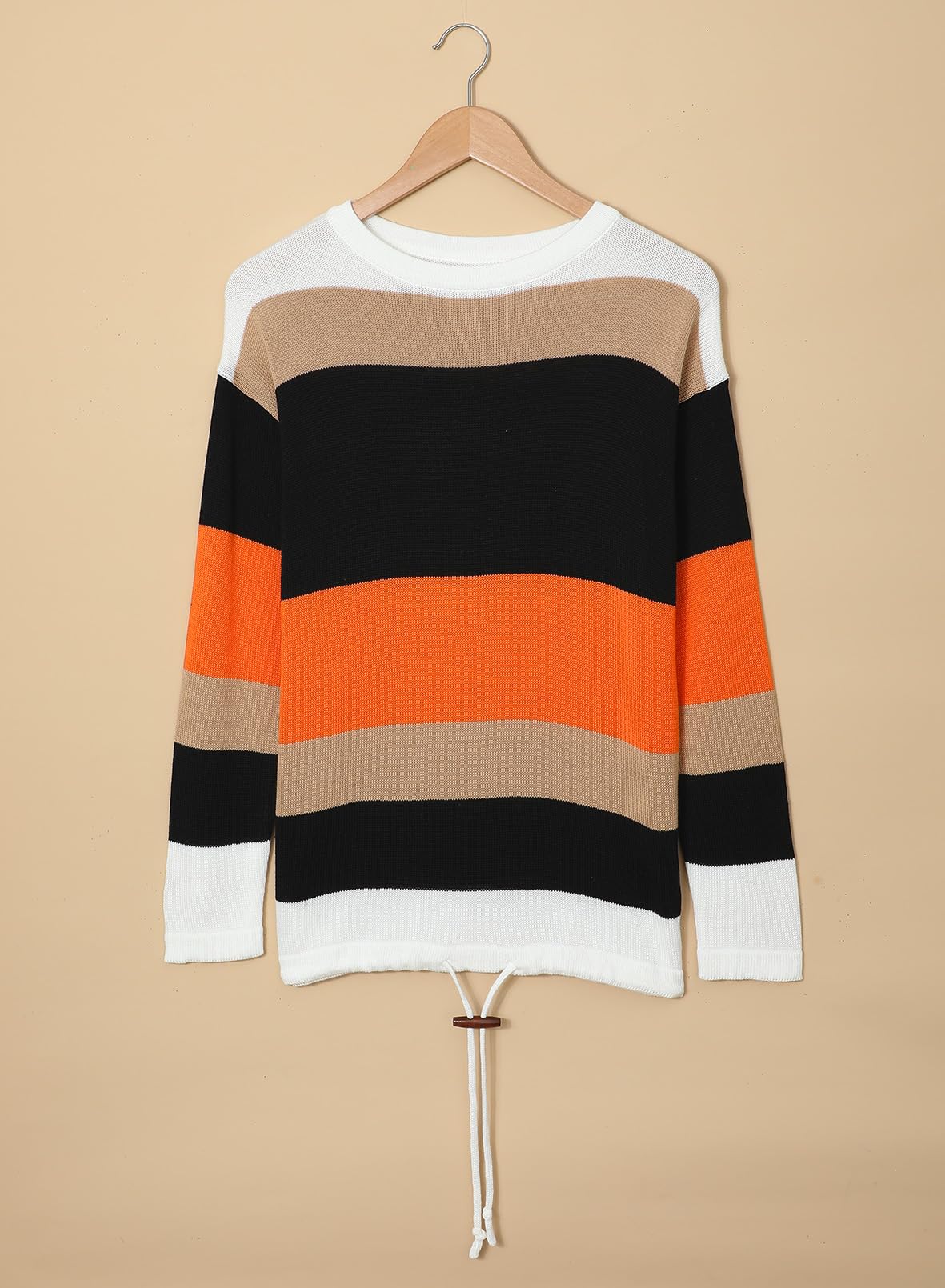 Dokotoo Halloween Womens Sweaters Striped Classic Casual Fall Sweaters 2025 Clothes Winter Long Sleeve Shirts Fashion Trendy Cute Tops Outfits Soft Comfy Loose Women's Orange